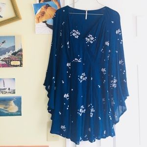 Free People Jasmine Embroidered Wrap Front Dress